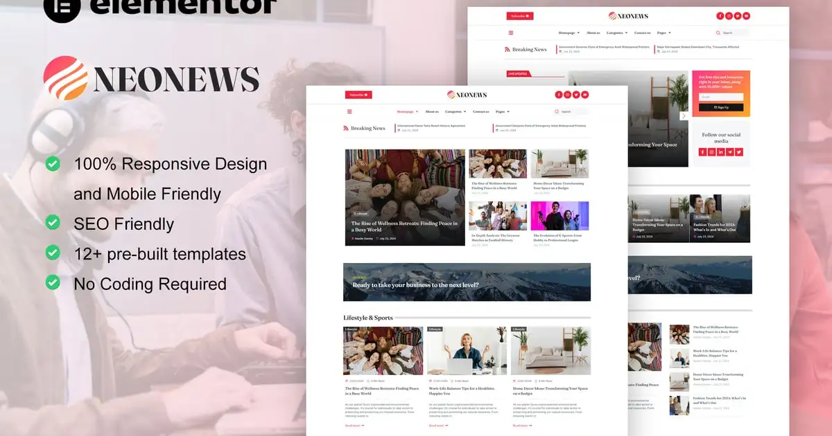 NeoNews – News & Magazine Elementor Template Kit