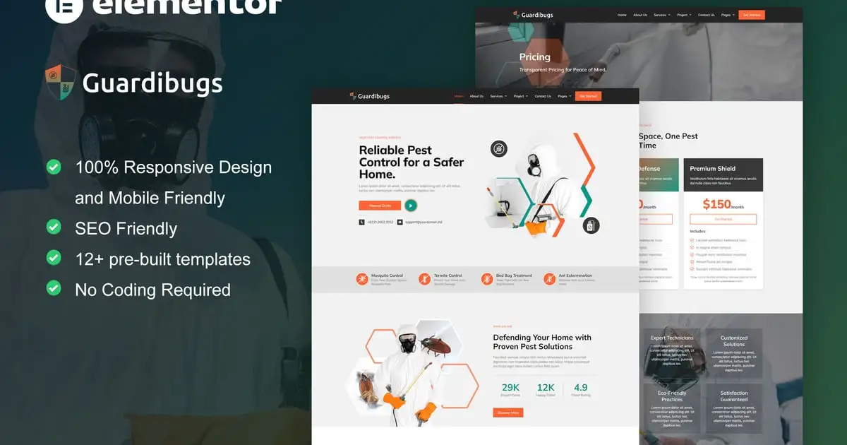 Guardibugs – Pest Control Service Elementor Pro Template Kit