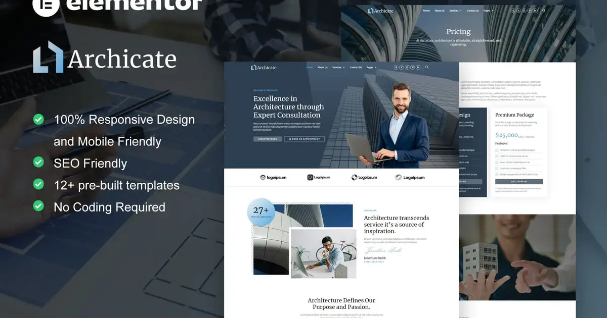 Archicate – Architecture & Construction Consultant Elementor Pro Template Kit