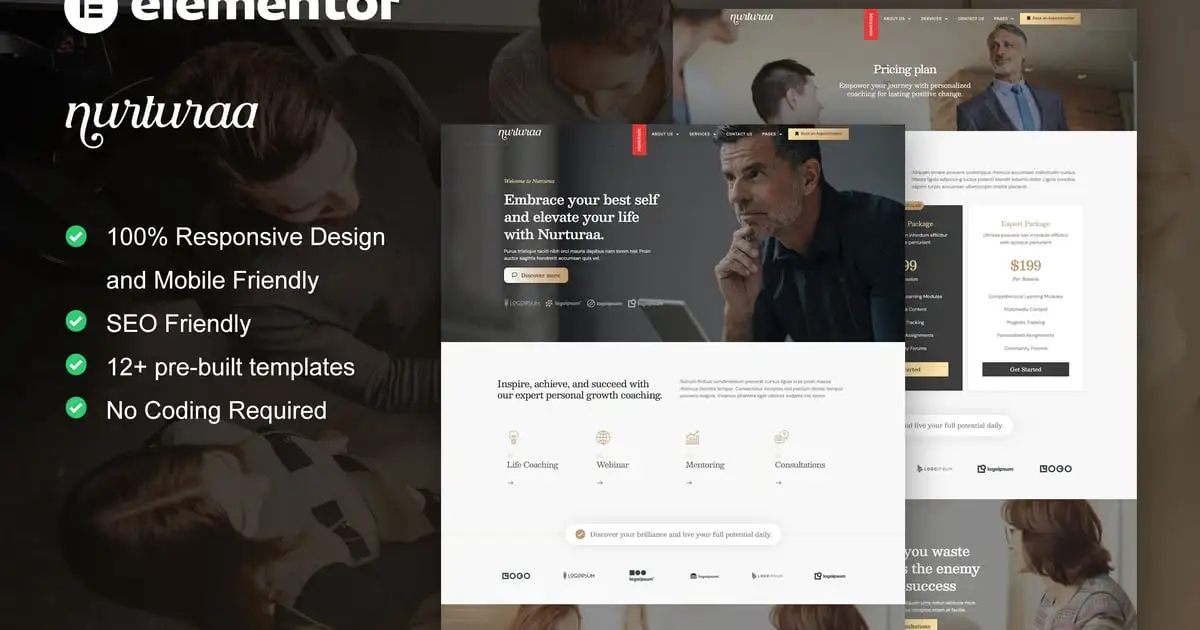 Nurturaa – Life Coach & Motivator Elementor Pro Template Kit