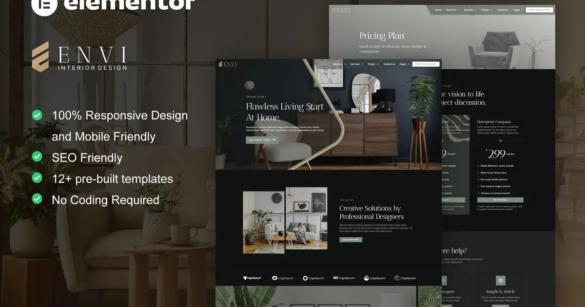 Envi – Interior Design & Architecture Elementor Template Kit