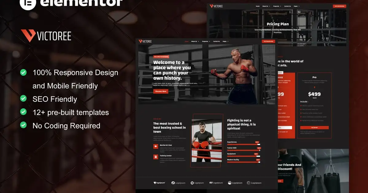 Victoree – Boxing School & Martial Arts Elementor Pro Template Kit