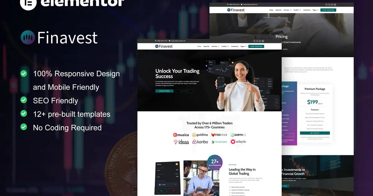 Finavest – Trading & Investment Elementor Pro Template Kit