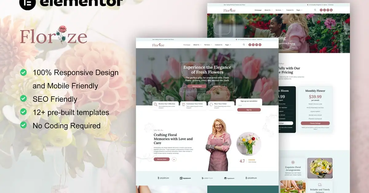 Florize – Florist & Flower Boutique Elementor Template Kit