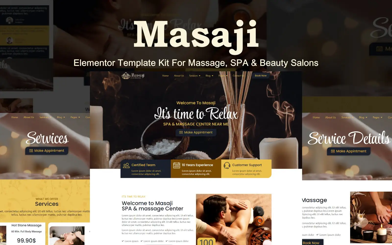 Masaji – Massage, SPA & Beauty Salons Elementor Template Kit Elementor Kit