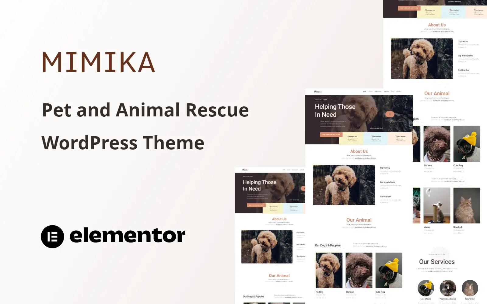 Mimika – Pet and Animal Rescue One Page WordPress Theme