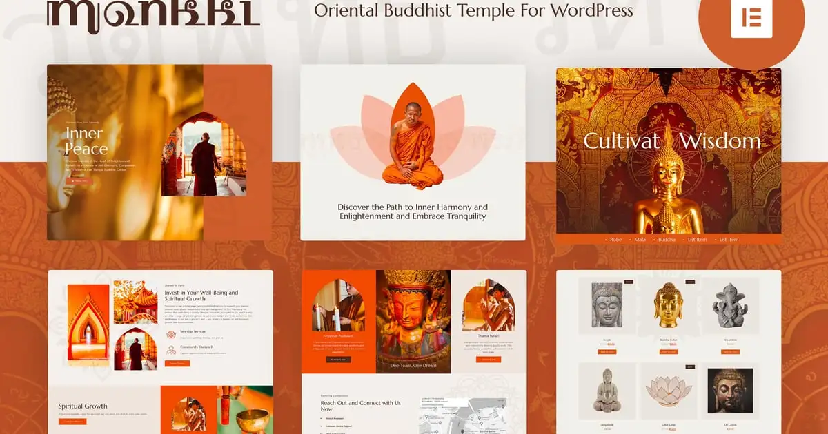 Monkki – Oriental Buddhist Temple Elementor Pro Template Kit