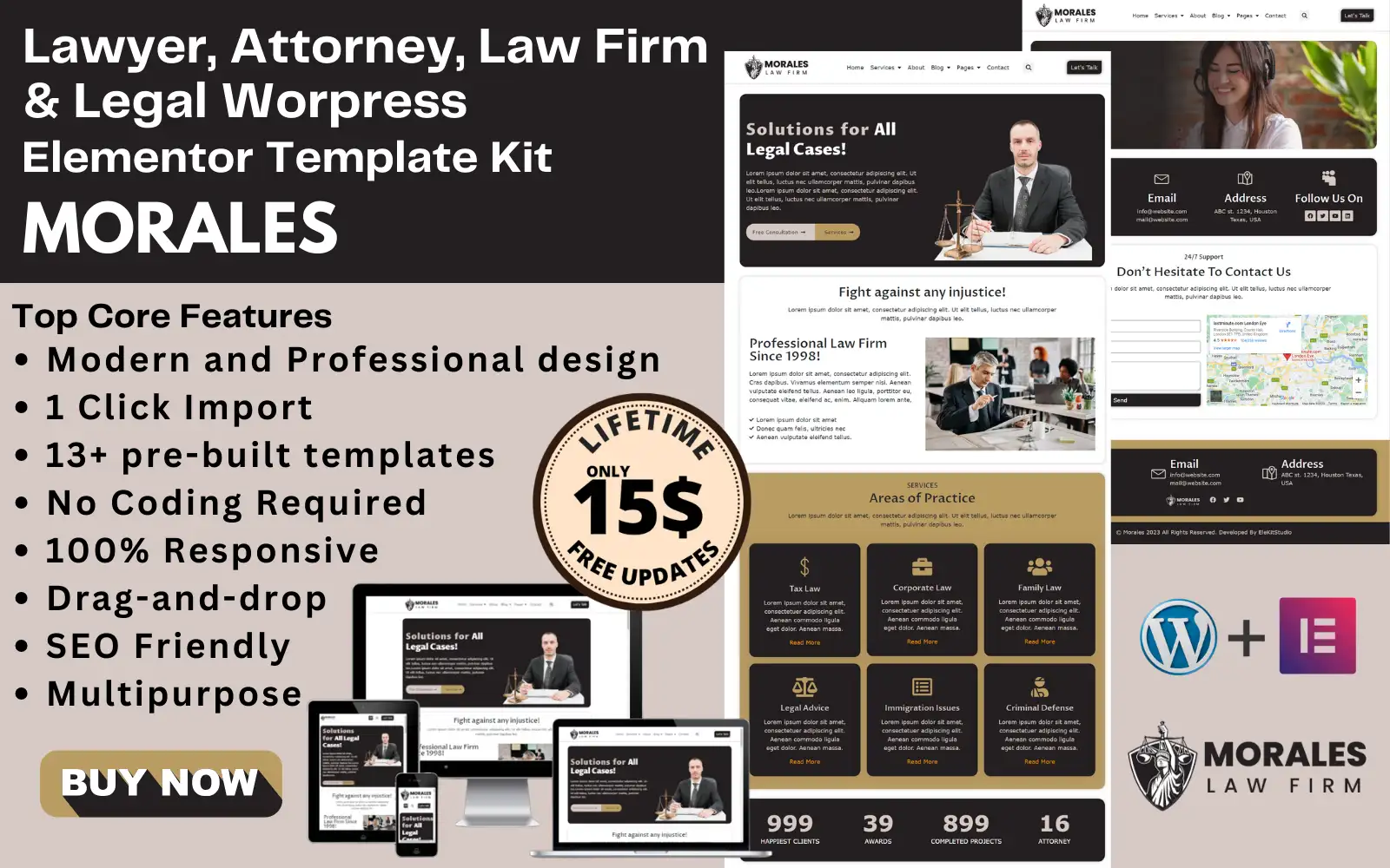 Morales – Law Firm, Attorneys, Lawyers, Consultants & Advocacy WordPress Elementor Template Kit Elementor Kit