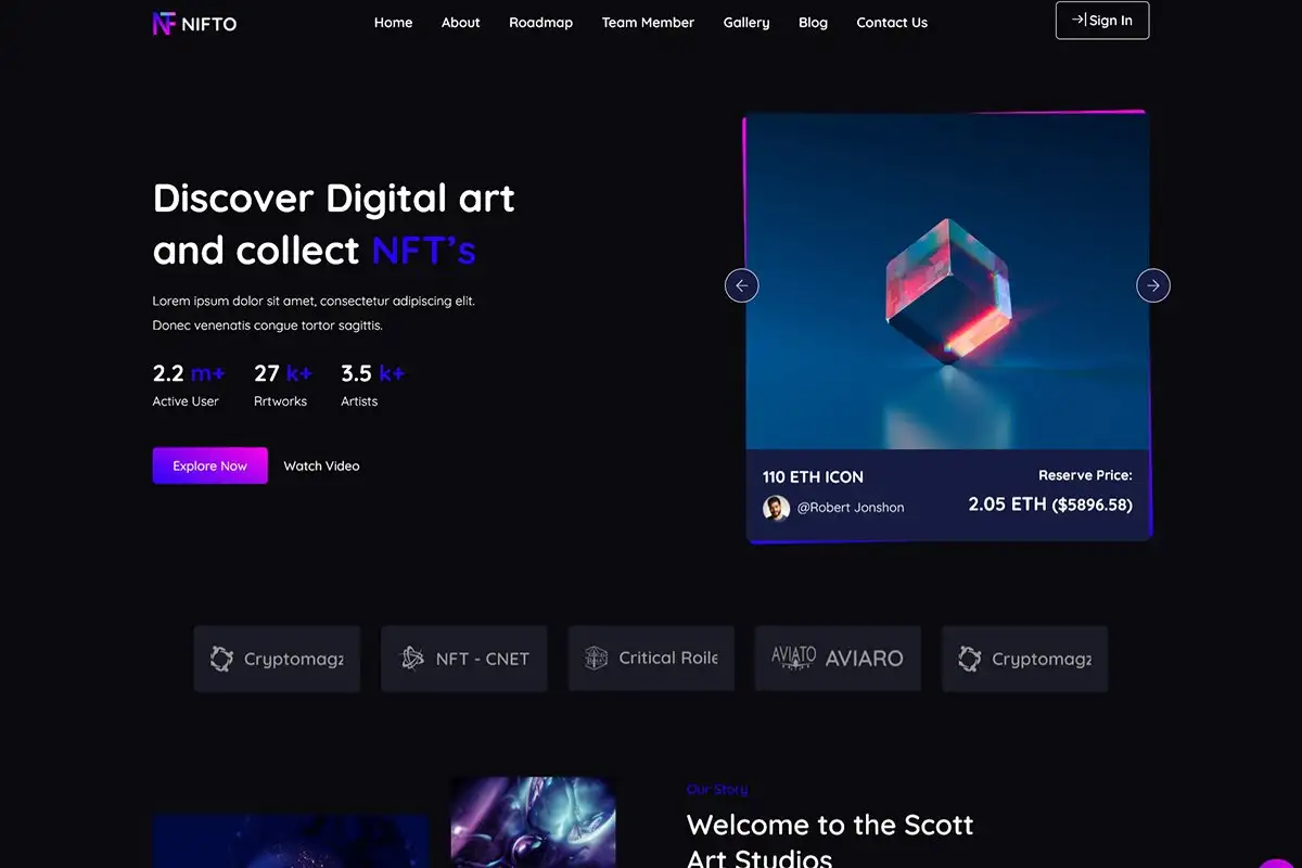 Nifto – NFT Creator WordPress Theme