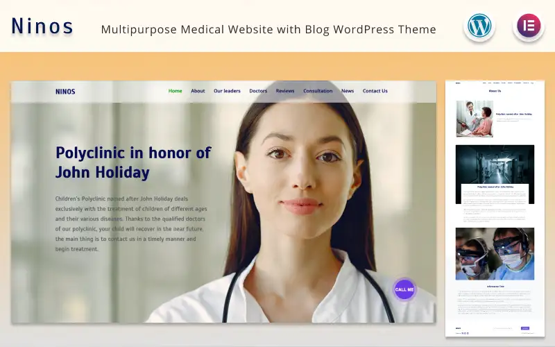 Ninos – Multipurpose Medical Website with Blog Elementor WordPress Theme