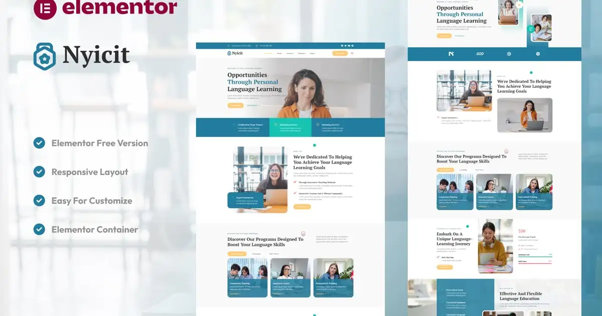 Nyicit – Language Course & Learning Center Elementor Template kit