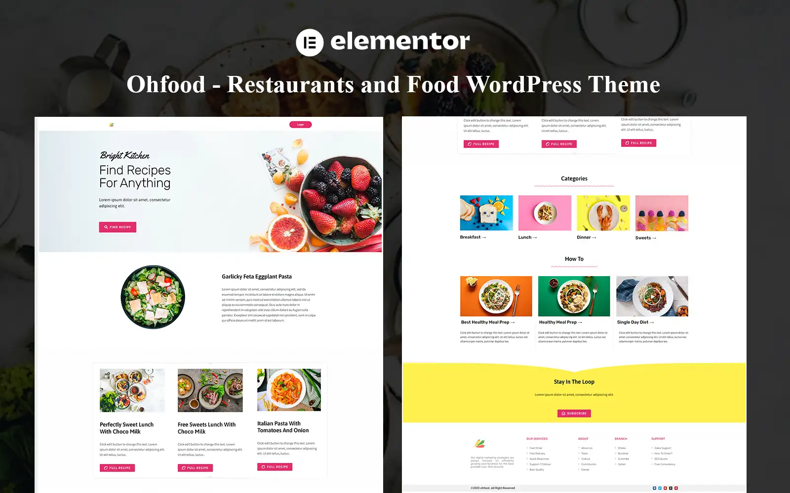 Ohfood – Restaurants and Food One page WordPress Theme