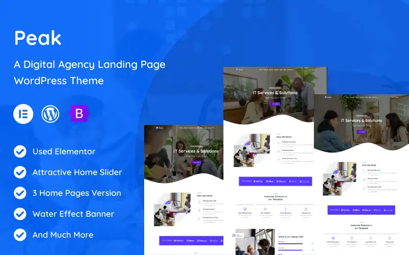 Peak – Digital Agency one page WordPress Theme