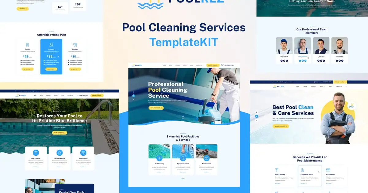 Poolrez – Pool Cleaning Services Elementor Template Kit