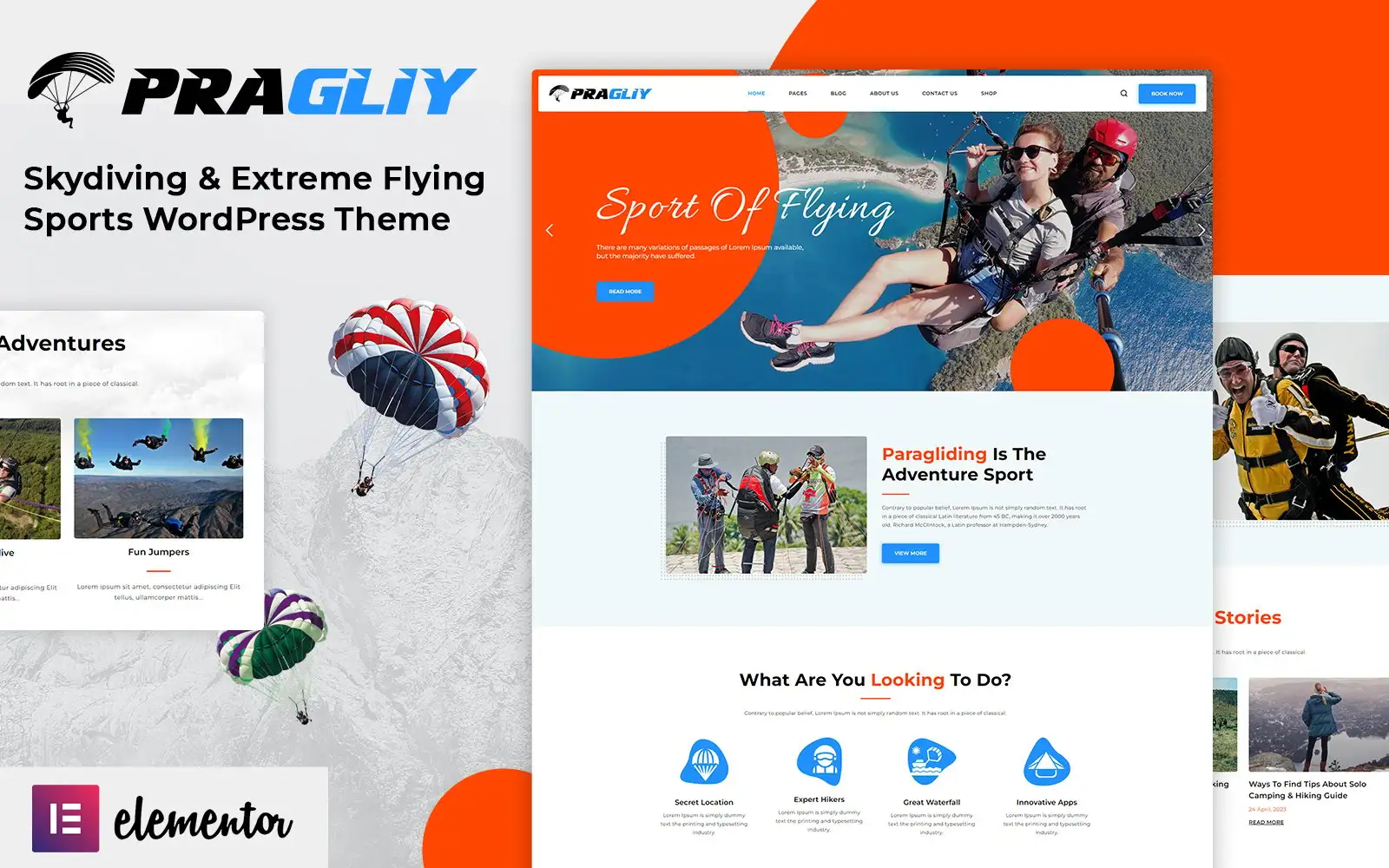 Pragliy – Skydiving, Paragliding and Adventure WordPress Theme