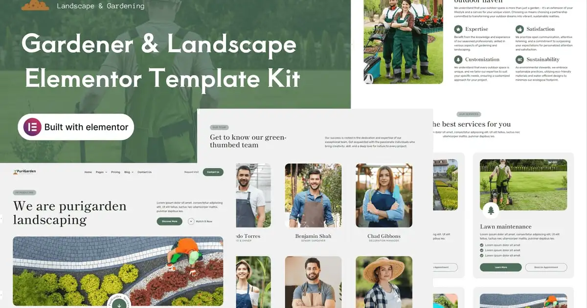 PuriGarden – Gardener & Landscape Elementor Pro Template Kit