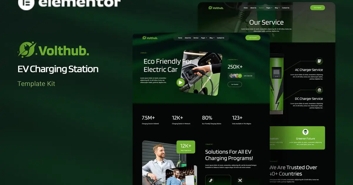 Volthub – EV Charging Station Elementor Template Kit