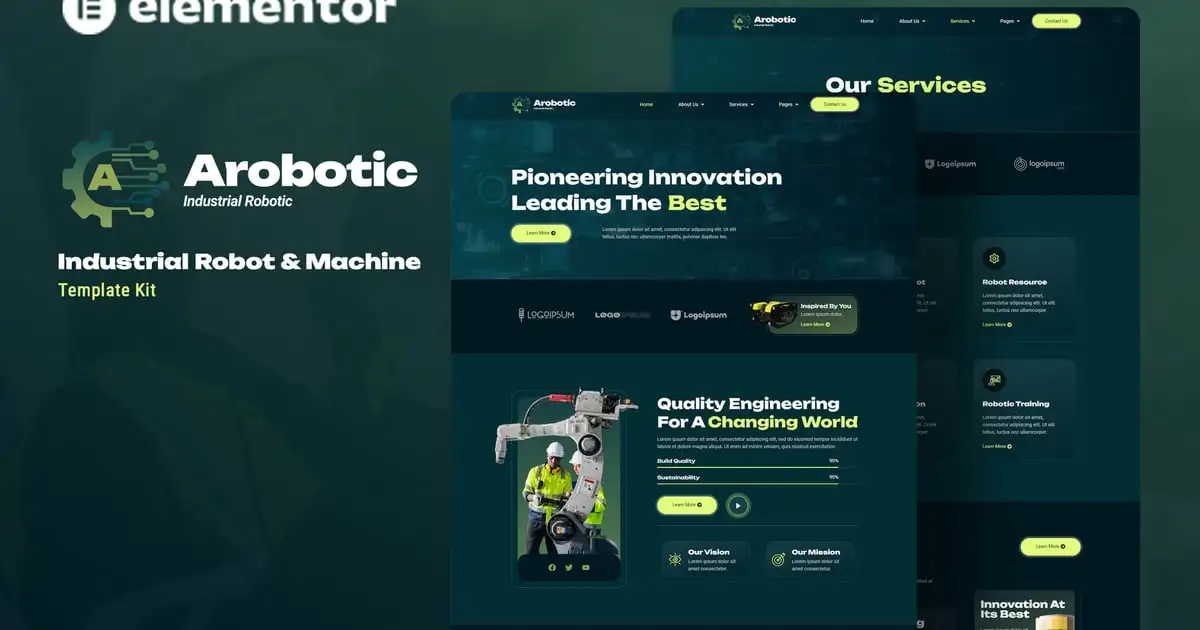 Arobotic – Industrial Robot & Machine Elementor Template Kit