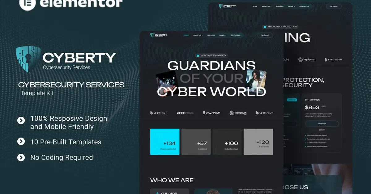 Cyberty – Cyber Security Service Elementor Template Kit