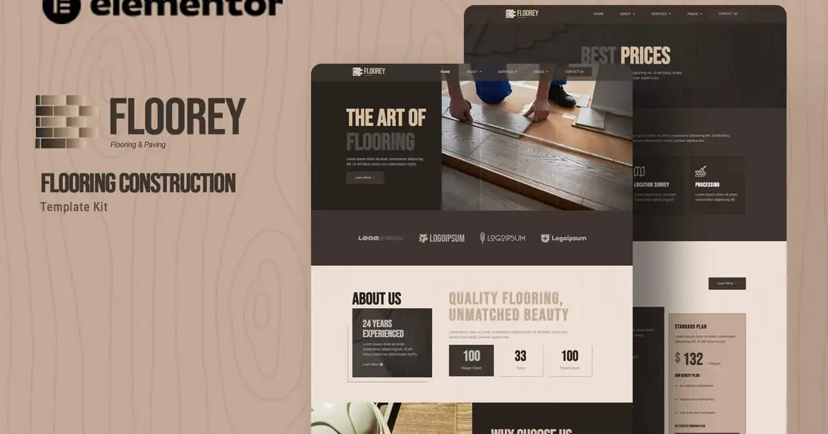 Floorey – Flooring Construction Elementor Template Kit