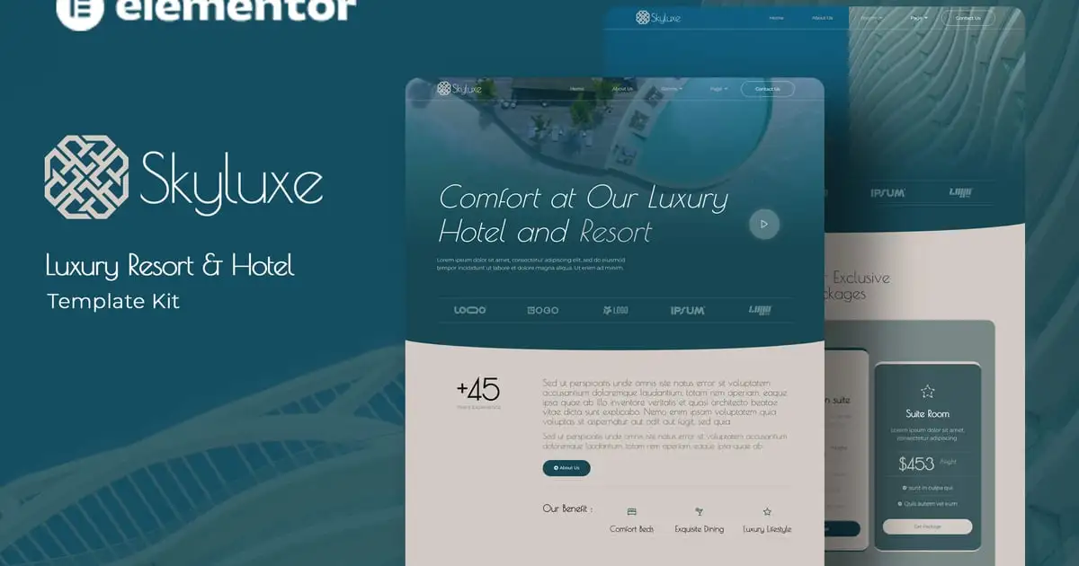 Skyluxe – Luxury Resort & Hotel Elementor Template Kit