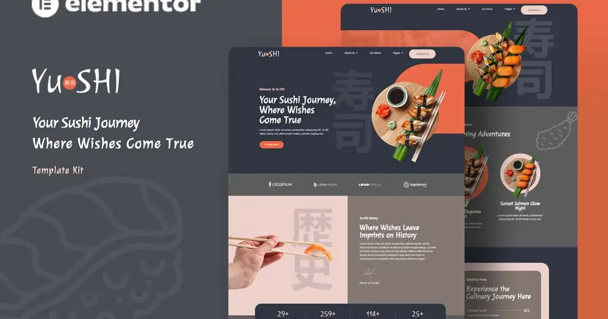 Yushi – Sushi Food Elementor Template Kit