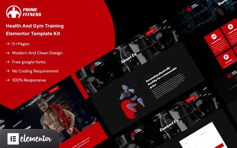 Prime Fitness – Health and Gym Training Elementor Template Kit Elementor Kit