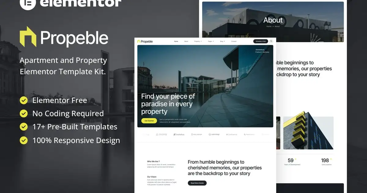 Propeble – Apartment & Property Elementor Template Kit