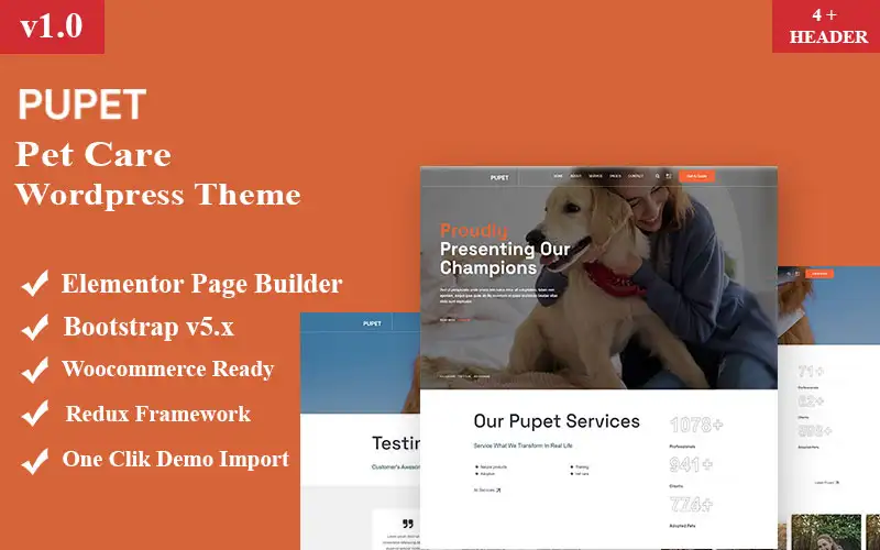 Pupet- Pet Care WordPress Theme WordPress Theme