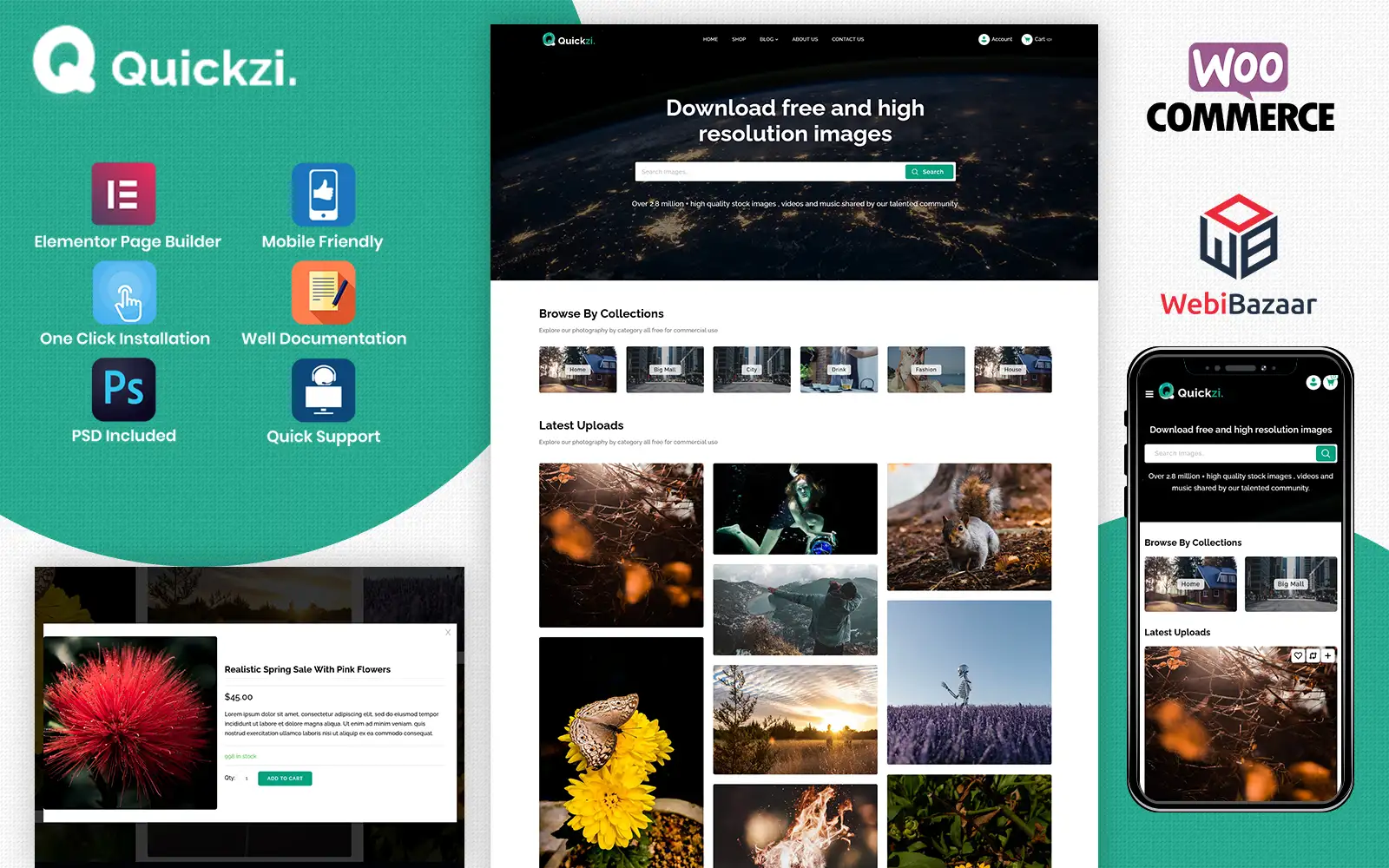 Quickzi – Creative Photography, Vectors & PSD Downloads WordPress Theme WooCommerce Theme