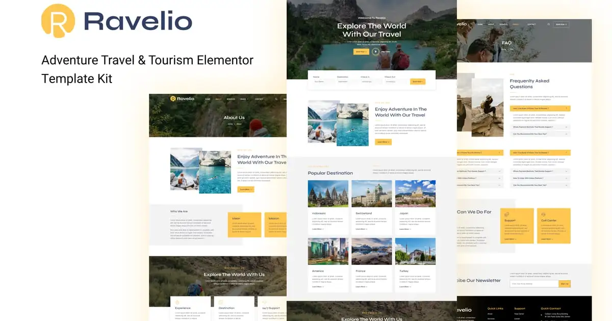 Ravelio – Adventure Travel & Tourism Elementor Template Kit