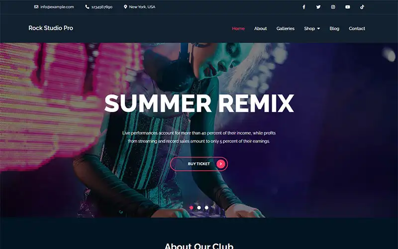 Rock Studio Pro – Unique and Modern Music WordPress Theme