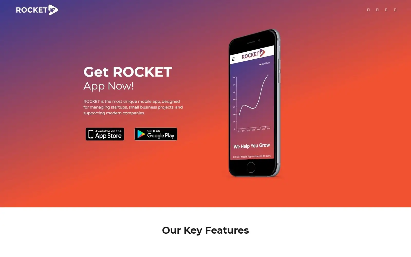 Rocket – Mobile App Landing Page WordPress Theme
