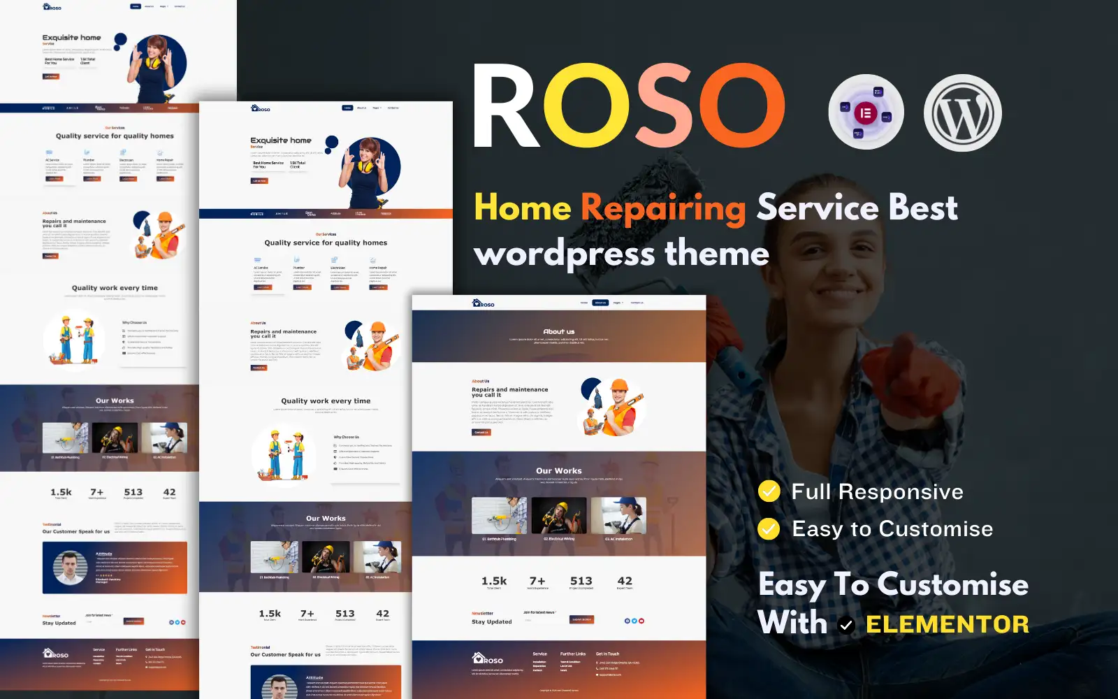 Roso Quality Home Repairing Service – WordPress Theme WordPress Theme