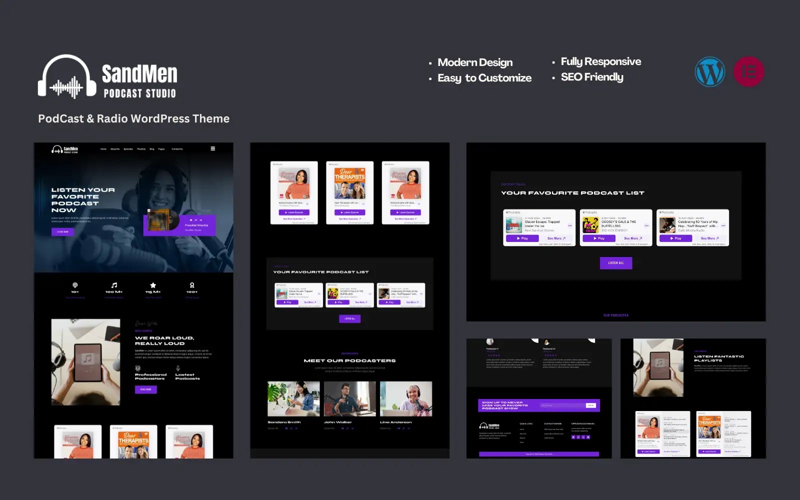 SandMen – Podcast & Radio Studio WordPress Website WordPress Theme