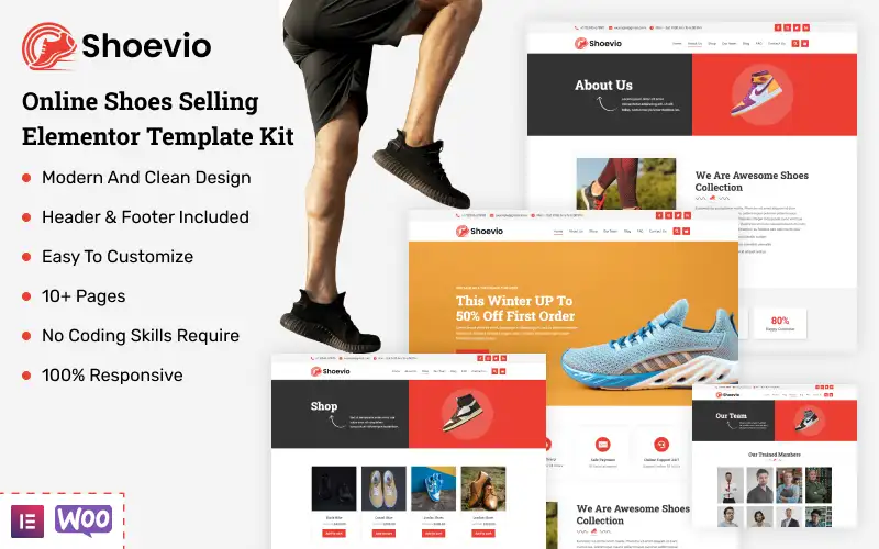 Shoevio – Online Shoes Selling Elementor Template Kit Elementor Kit