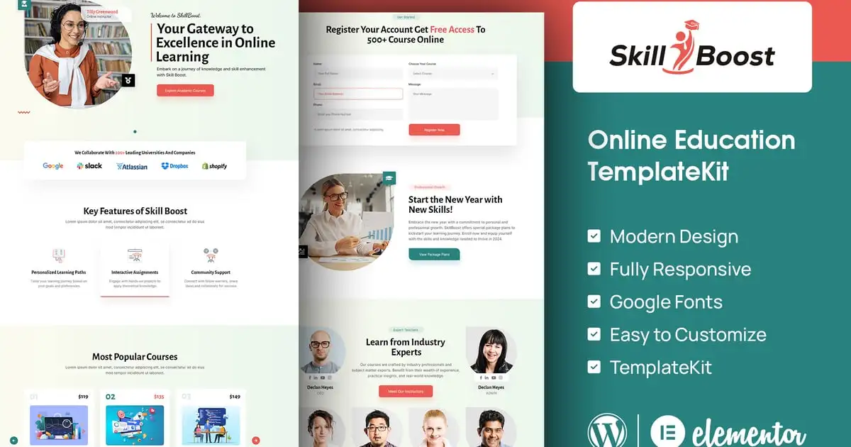 Skill Boost – Online Education Elementor Template Kit