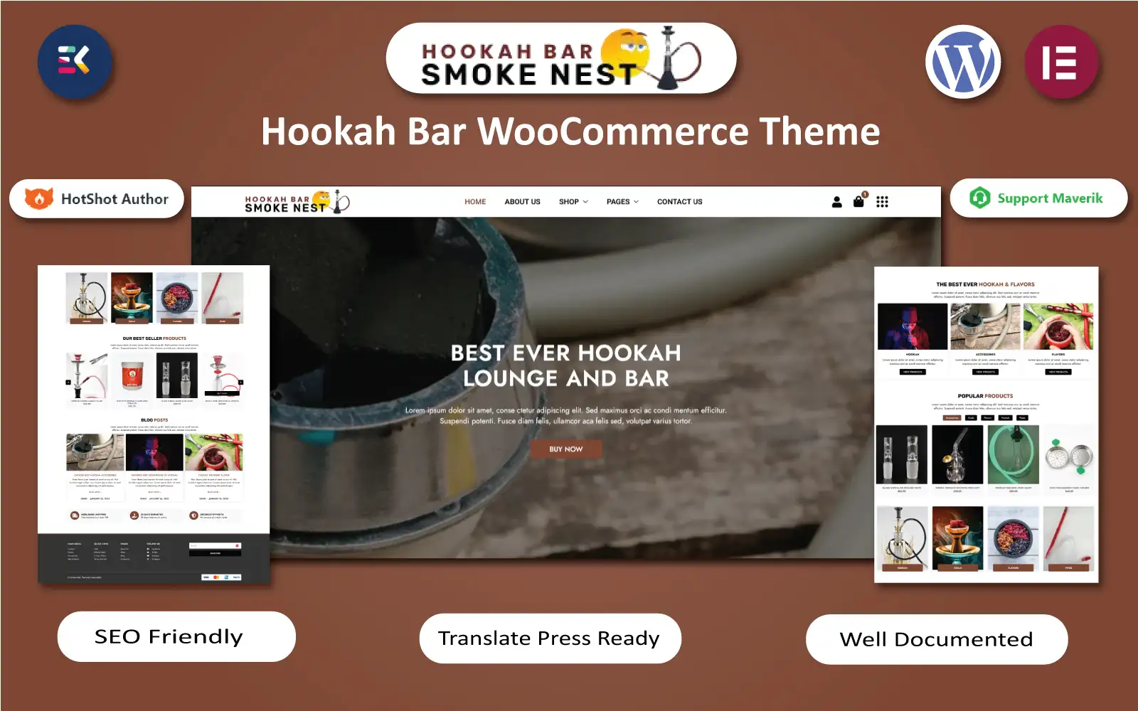 Smoke Nest – Hokkah Bar WordPress Elementor Template WordPress Theme