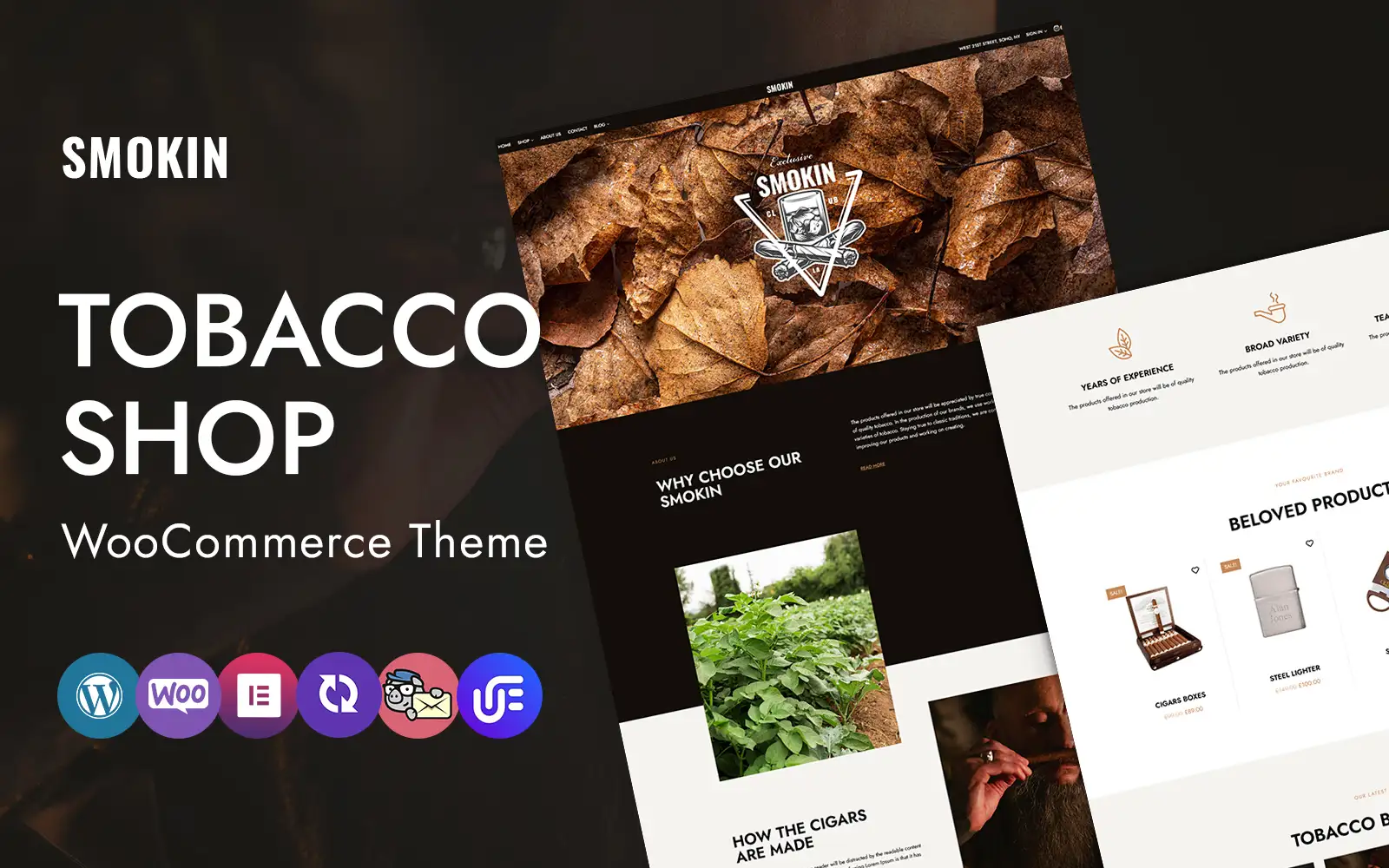 Smokin – Cigars and Tobacco WordPress Elementor CMS Theme WordPress Theme