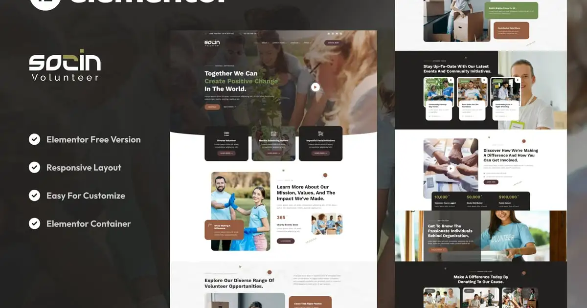 Socin – Volunteer & Charity Elementor Template Kit