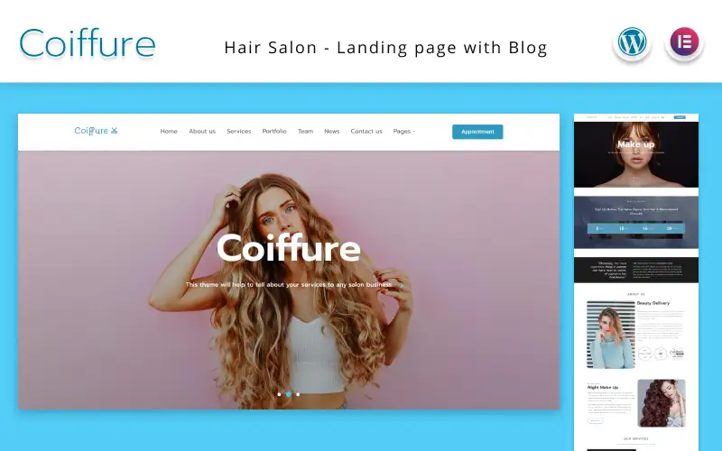 Сoiffure – Hair Salon Landing Page with Blog WordPress Theme