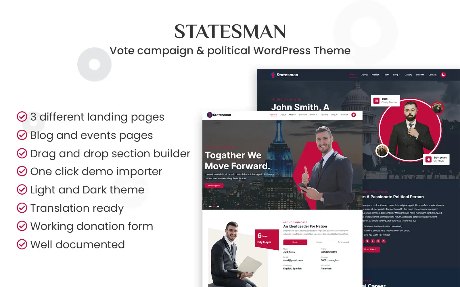 Statesman – Vote Campaign, Portfolio & Political WordPress Theme