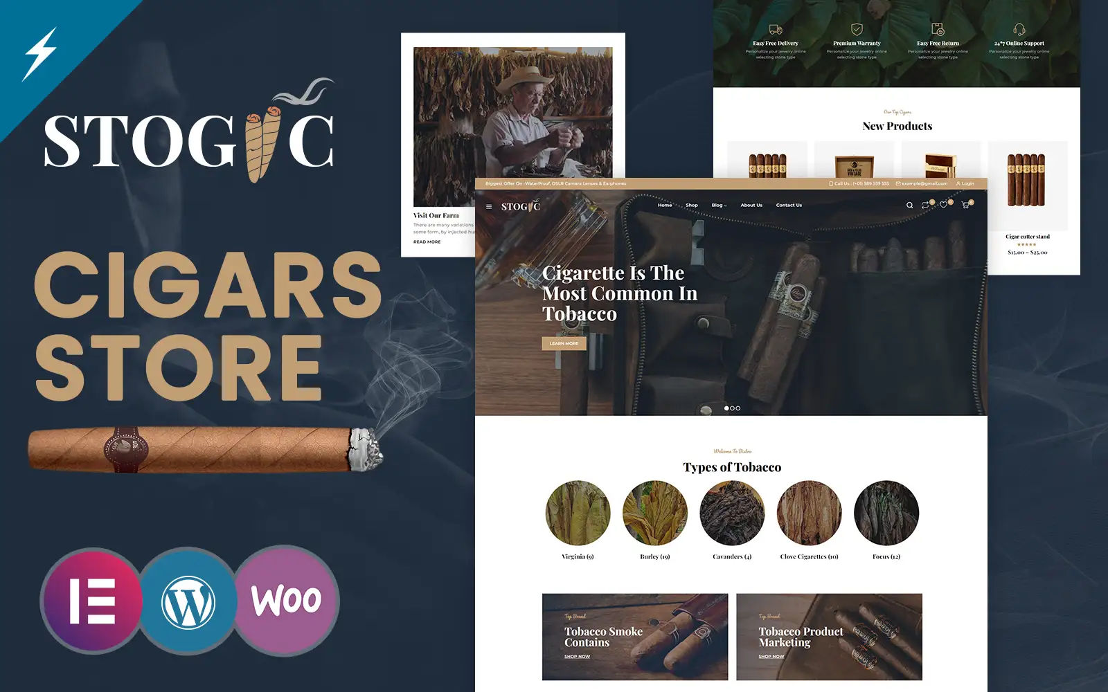 Stogic – Cigar and Tobacco Store WooCommerce Elementor Theme WooCommerce Theme