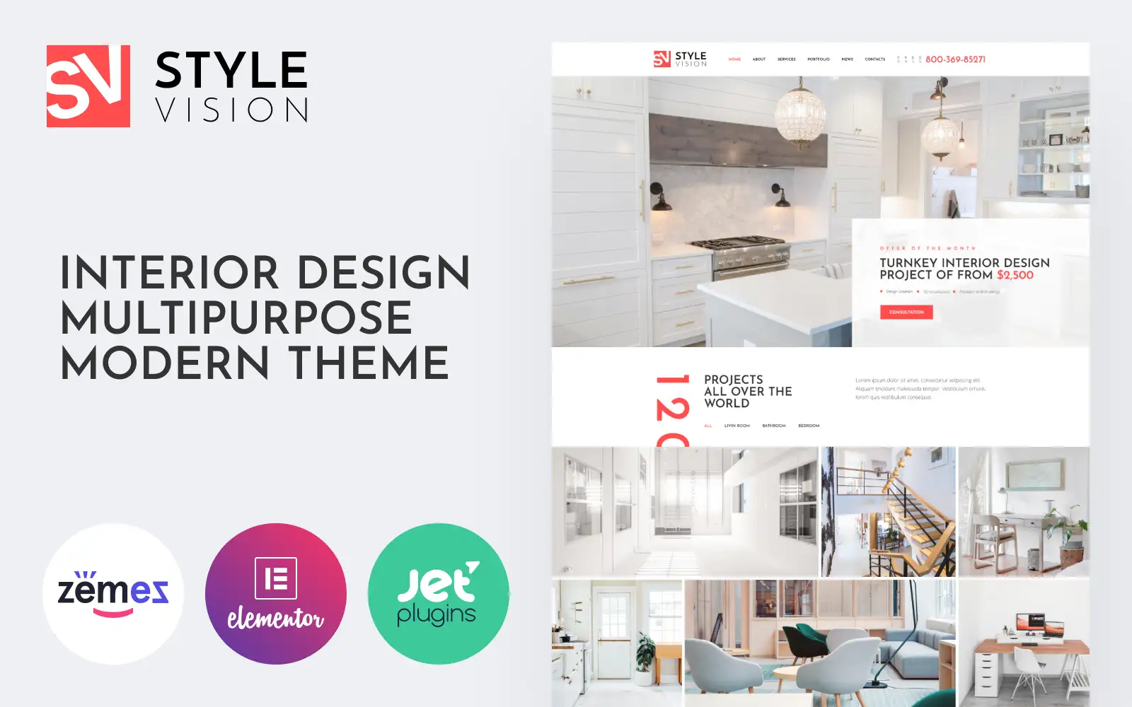 Style Vision – Interior Design Multipurpose Modern WordPress Elementor Theme WordPress Theme