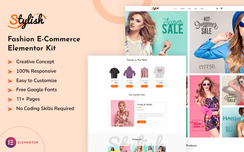 Stylish – Fashion eCommerce Responsive Website Elementor Kit
