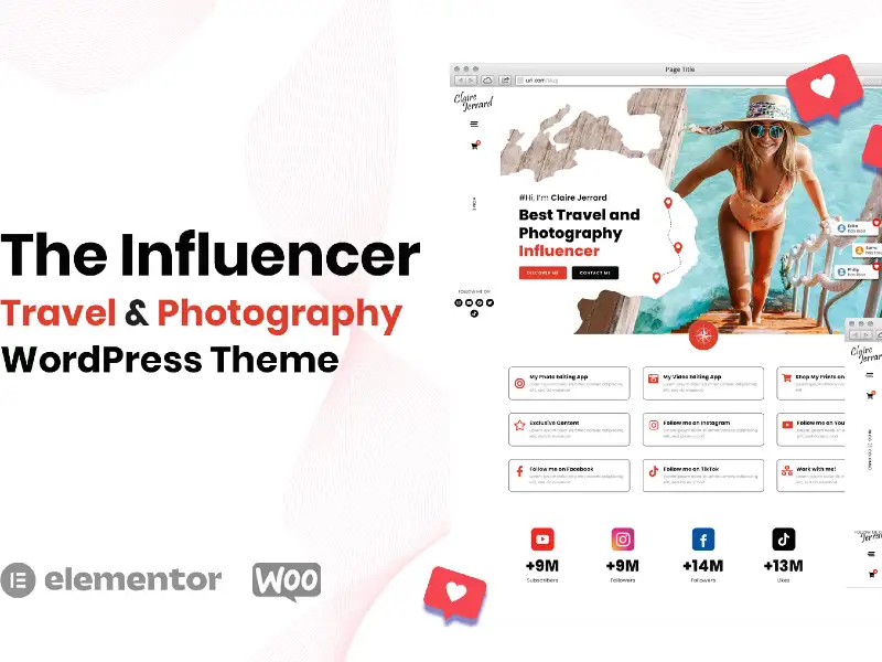 The Influencer – travel and photography wordpres and woocommerce elementor theme WordPress Theme