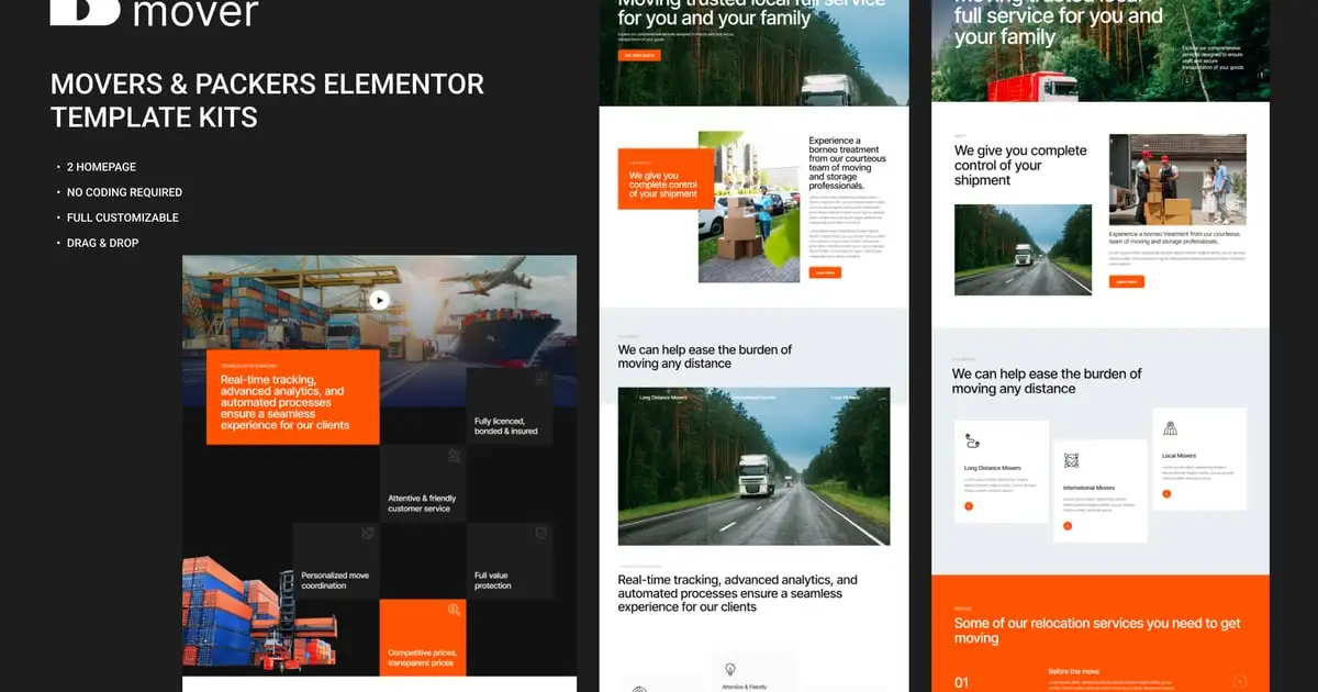 Borneo – Movers & Packers Elementor Pro Template Kit