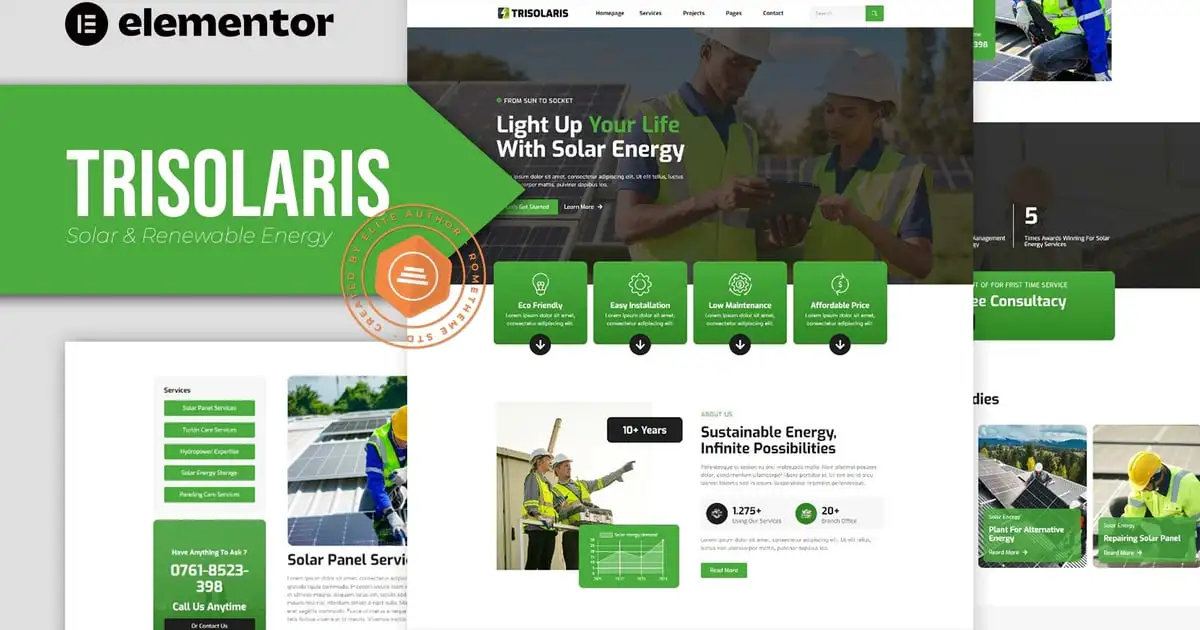 Trisolaris – Solar & Renewable Energy Elementor Template Kit