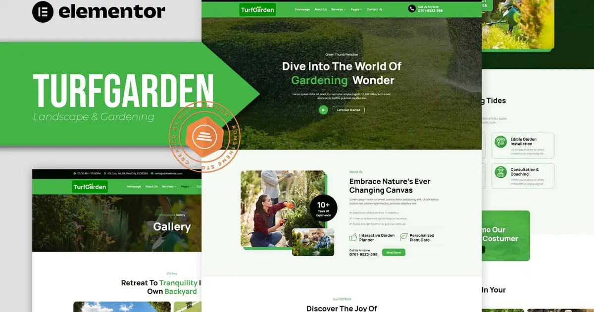 Turfgarden – Landscape & Gardening Elementor Template Kit