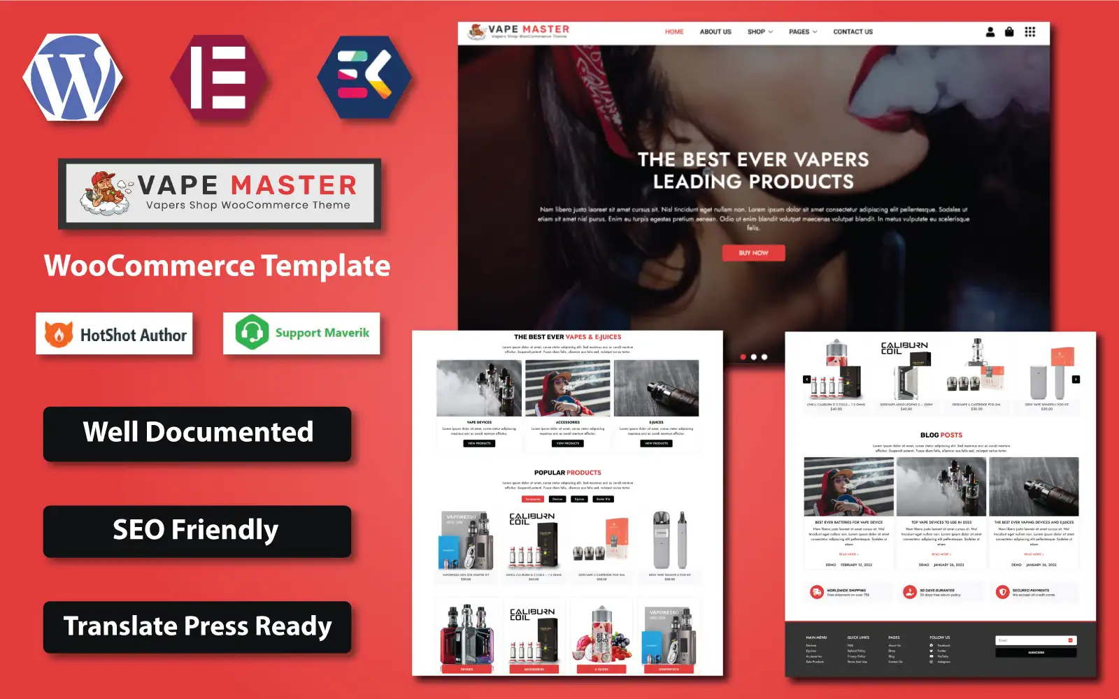 Vape Master – Vapers & Tobacco Shop WooCommerce Elementor Template WooCommerce Theme
